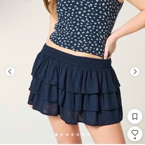 Hollister Navy Tiered Ruffle Mini Skirt